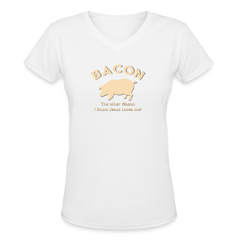 Bacon - Women's Shallow V-Neck T-Shirt - white