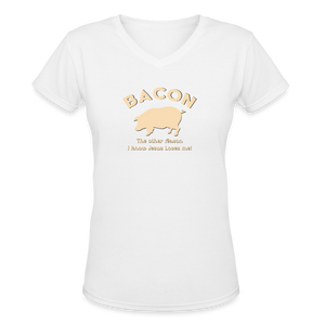 Bacon - Women's Shallow V-Neck T-Shirt - white