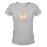 Bacon - Women's Shallow V-Neck T-Shirt - gray