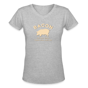 Bacon - Women's Shallow V-Neck T-Shirt - gray