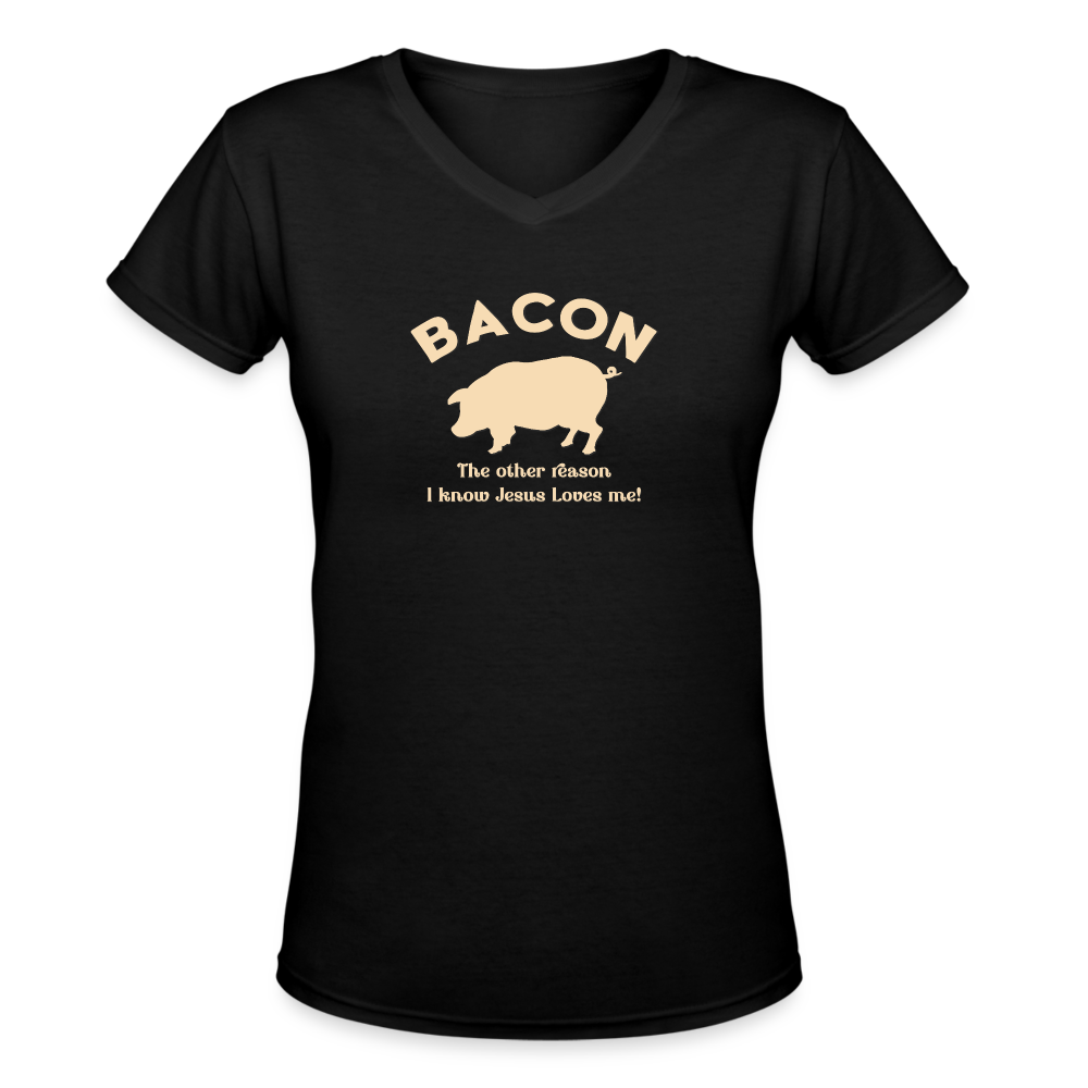 Bacon - Women's Shallow V-Neck T-Shirt - black