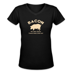 Bacon - Women's Shallow V-Neck T-Shirt - black
