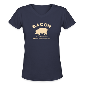 Bacon - Women's Shallow V-Neck T-Shirt - navy