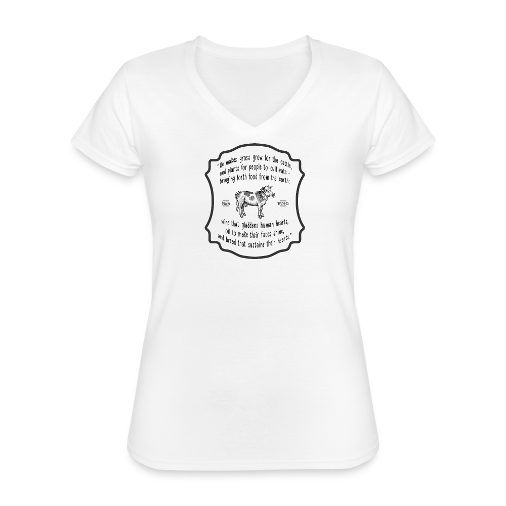Grass for Cattle - Women's V-Neck T-Shirt - white