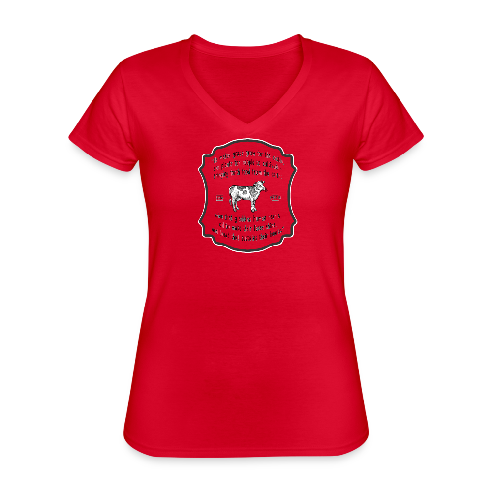 Grass for Cattle - Women's V-Neck T-Shirt - red