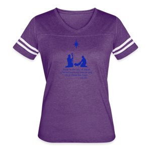 A Savior Has Been Born - Women’s Vintage Sport T-Shirt - vintage purple/white