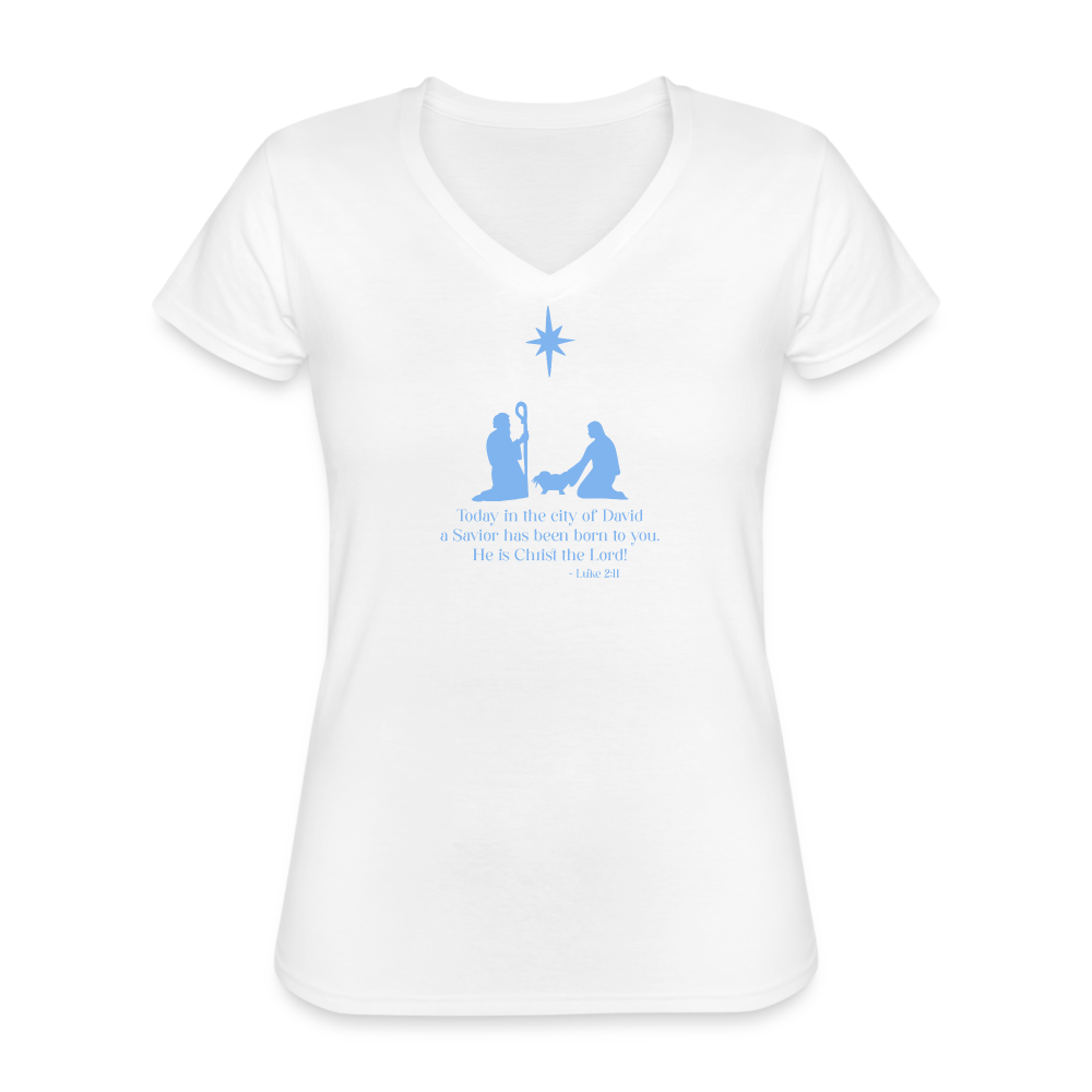 A Savior Has Been Born - Women's V-Neck T-Shirt - white