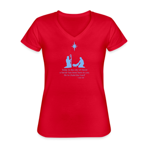 A Savior Has Been Born - Women's V-Neck T-Shirt - red