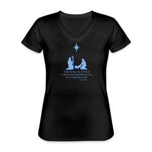 A Savior Has Been Born - Women's V-Neck T-Shirt - black