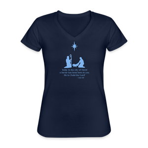 A Savior Has Been Born - Women's V-Neck T-Shirt - navy