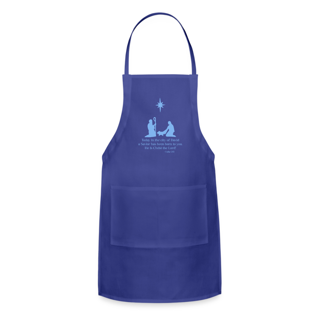 A Savior Has Been Born - Adjustable Apron - royal blue