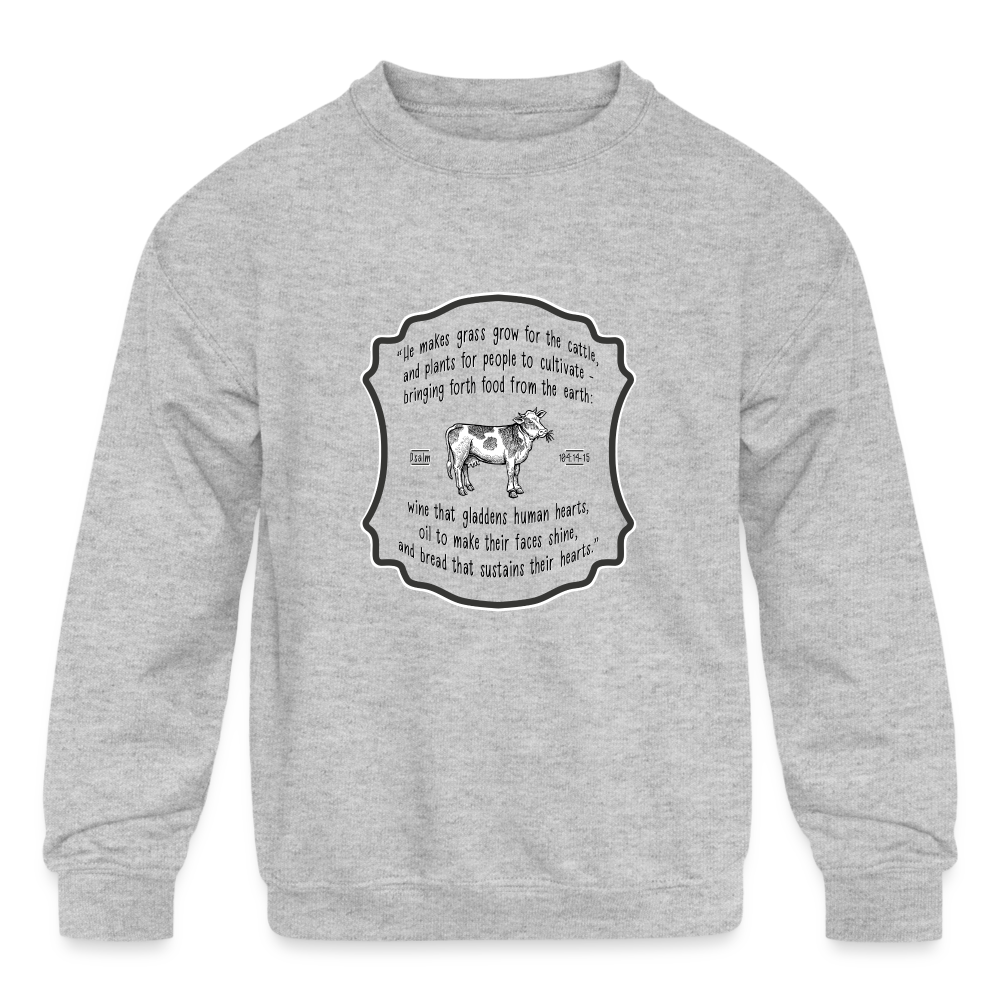Grass for Cattle - Kids' Crewneck Sweatshirt - heather gray