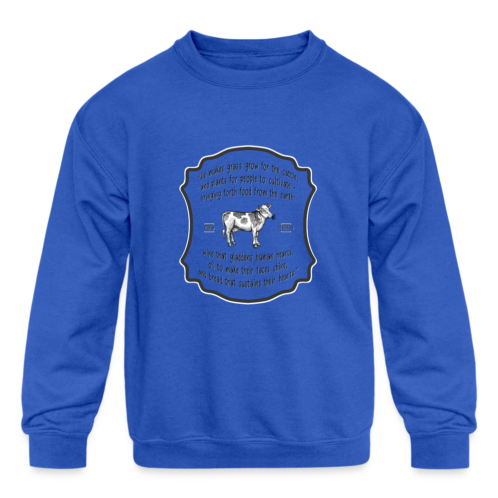 Grass for Cattle - Kids' Crewneck Sweatshirt - royal blue