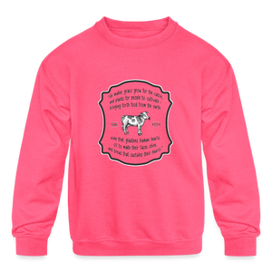 Grass for Cattle - Kids' Crewneck Sweatshirt - neon pink