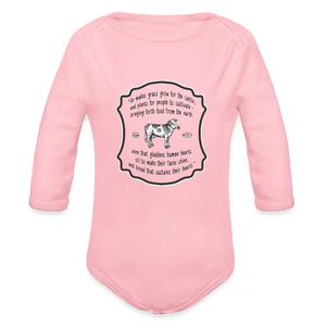 Grass for Cattle - Organic Long Sleeve Baby Bodysuit - light pink