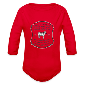 Grass for Cattle - Organic Long Sleeve Baby Bodysuit - red