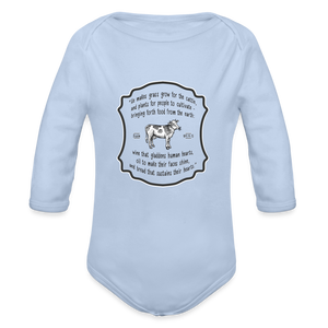 Grass for Cattle - Organic Long Sleeve Baby Bodysuit - sky