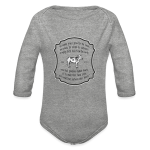Grass for Cattle - Organic Long Sleeve Baby Bodysuit - heather grey
