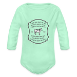 Grass for Cattle - Organic Long Sleeve Baby Bodysuit - light mint