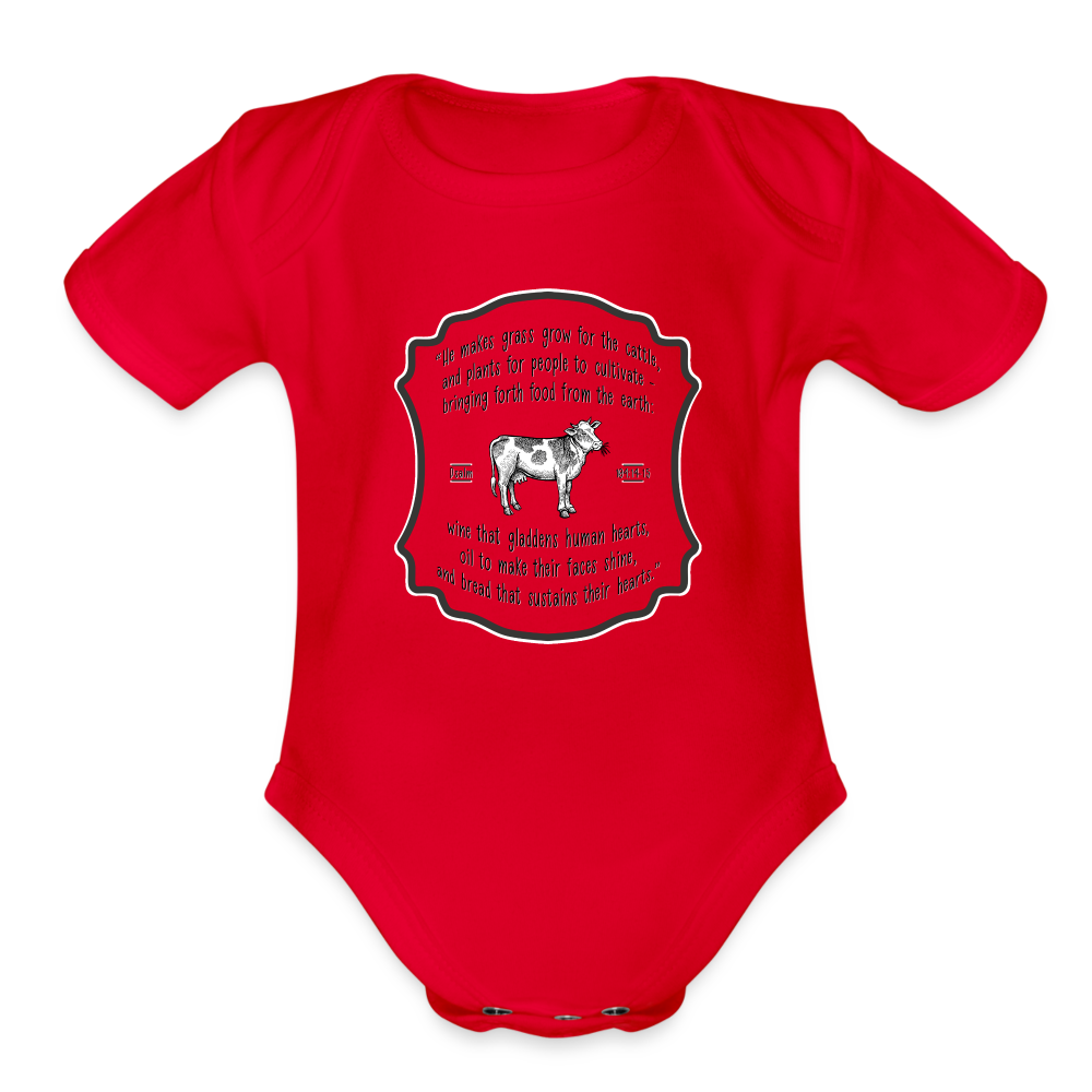 Grass for Cattle - Organic Short Sleeve Baby Bodysuit - red