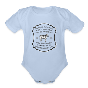 Grass for Cattle - Organic Short Sleeve Baby Bodysuit - sky