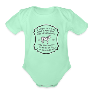 Grass for Cattle - Organic Short Sleeve Baby Bodysuit - light mint