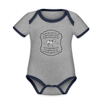 Grass for Cattle - Organic Contrast Short Sleeve Baby Bodysuit - heather gray/navy