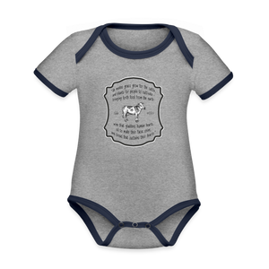 Grass for Cattle - Organic Contrast Short Sleeve Baby Bodysuit - heather gray/navy