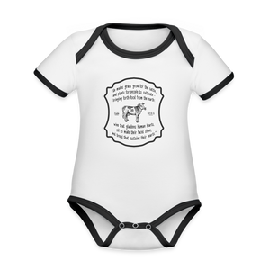 Grass for Cattle - Organic Contrast Short Sleeve Baby Bodysuit - white/black