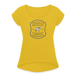Grass for Cattle - Women's Roll Cuff T-Shirt - mustard yellow