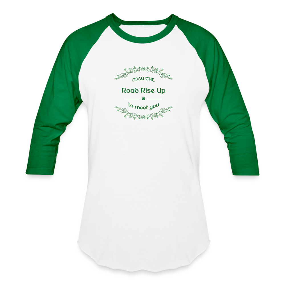 May the Road Rise Up to Meet You - Baseball T-Shirt - white/kelly green