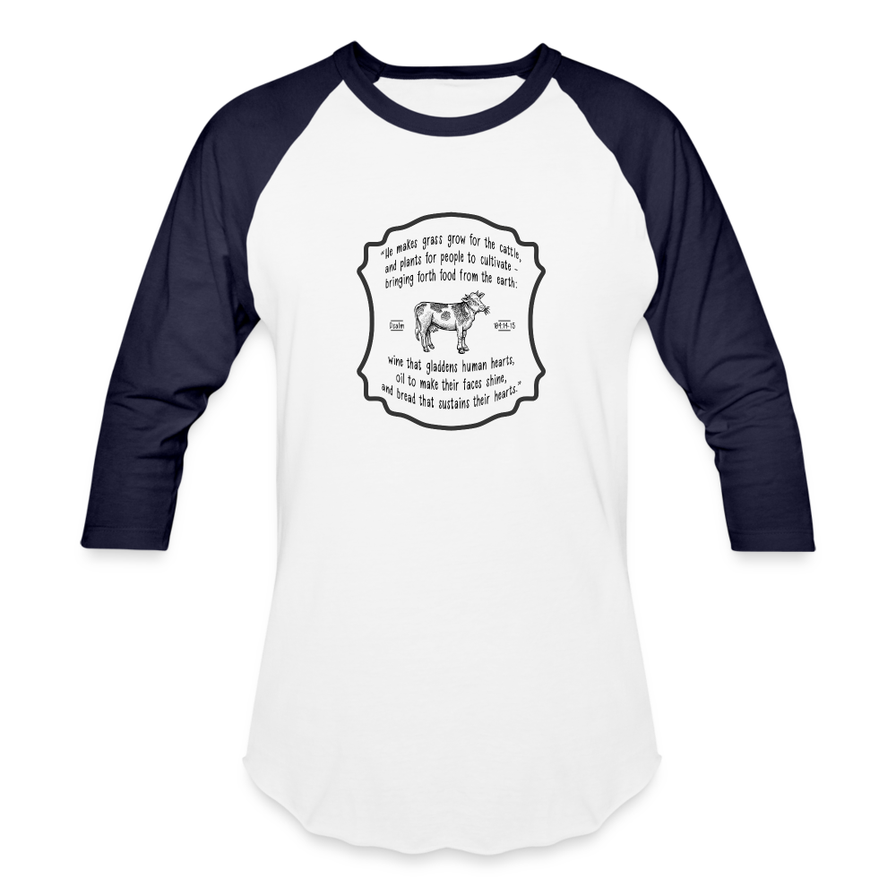 Grass for Cattle - Unisex Baseball T-Shirt - white/navy