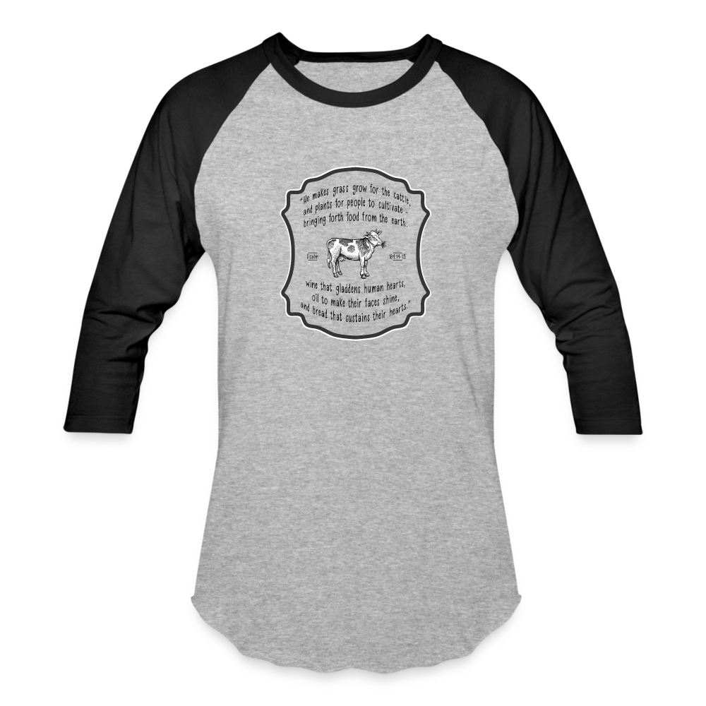Grass for Cattle - Unisex Baseball T-Shirt - heather gray/black