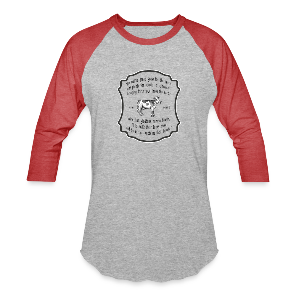 Grass for Cattle - Unisex Baseball T-Shirt - heather gray/red