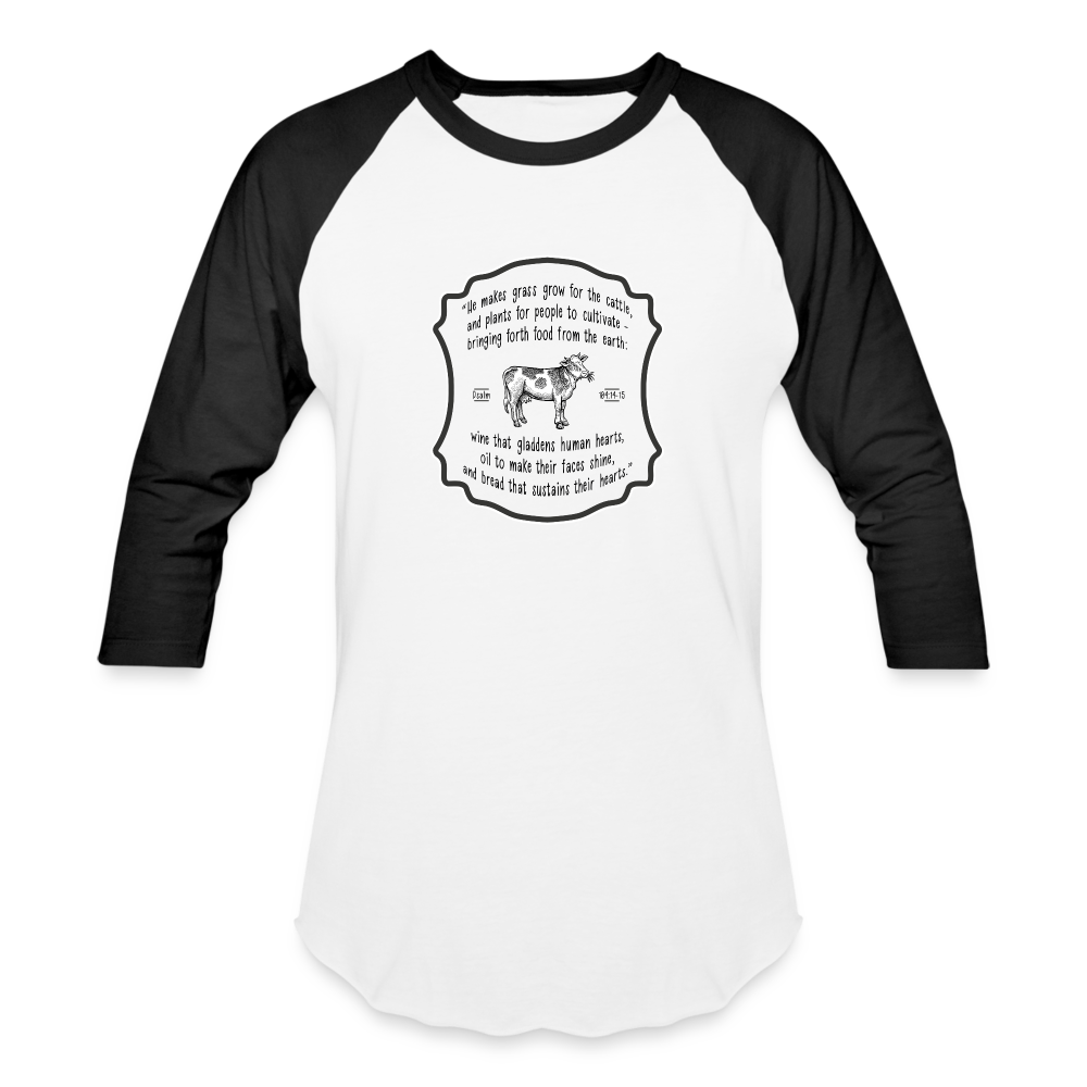 Grass for Cattle - Unisex Baseball T-Shirt - white/black