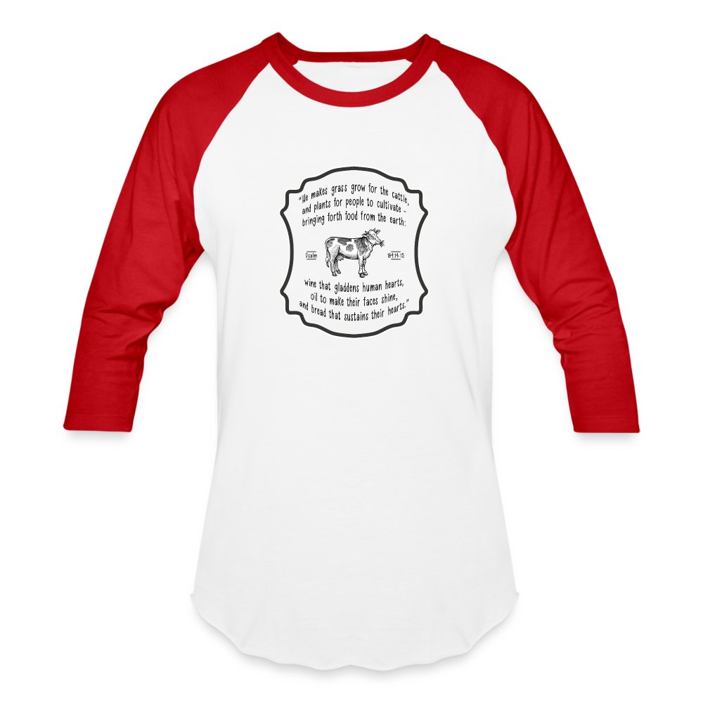 Grass for Cattle - Unisex Baseball T-Shirt - white/red