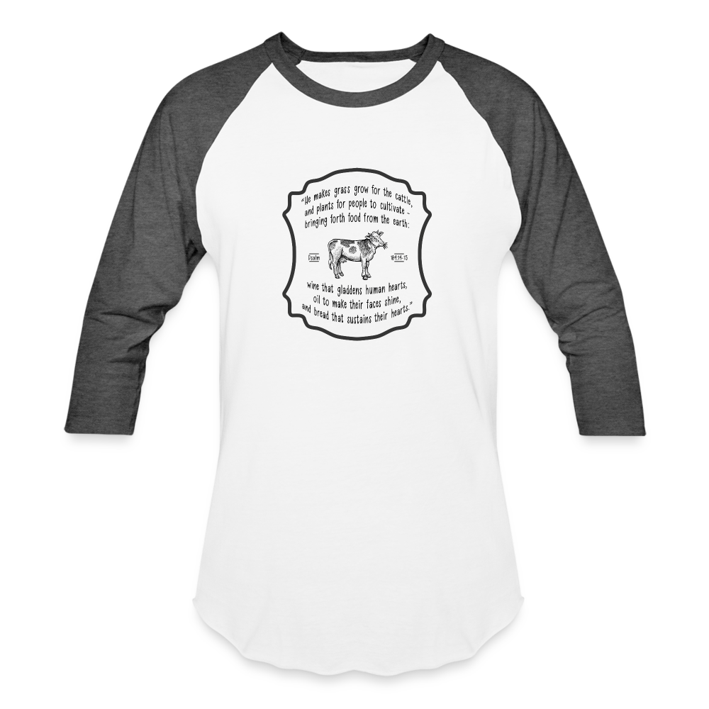 Grass for Cattle - Unisex Baseball T-Shirt - white/charcoal