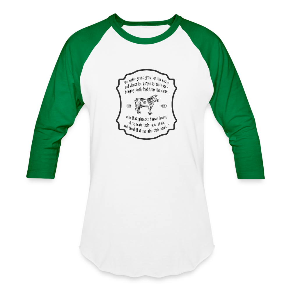 Grass for Cattle - Unisex Baseball T-Shirt - white/kelly green