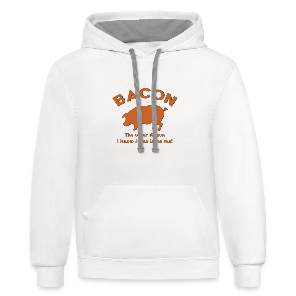 Bacon - Unisex Contrast Hoodie - white/gray