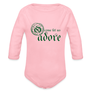 O Come Let Us Adore - Organic Long Sleeve Baby Bodysuit - light pink