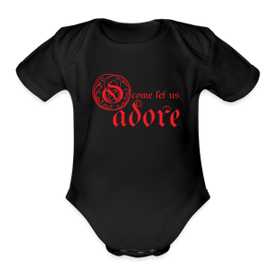 O Come Let Us Adore - Organic Short Sleeve Baby Bodysuit - black