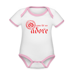 O Come Let Us Adore - Organic Contrast Short Sleeve Baby Bodysuit - white/pink