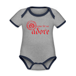 O Come Let Us Adore - Organic Contrast Short Sleeve Baby Bodysuit - heather gray/navy