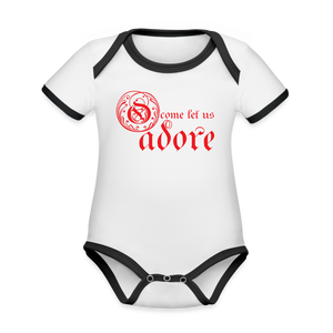 O Come Let Us Adore - Organic Contrast Short Sleeve Baby Bodysuit - white/black