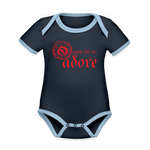 O Come Let Us Adore - Organic Contrast Short Sleeve Baby Bodysuit - navy/sky