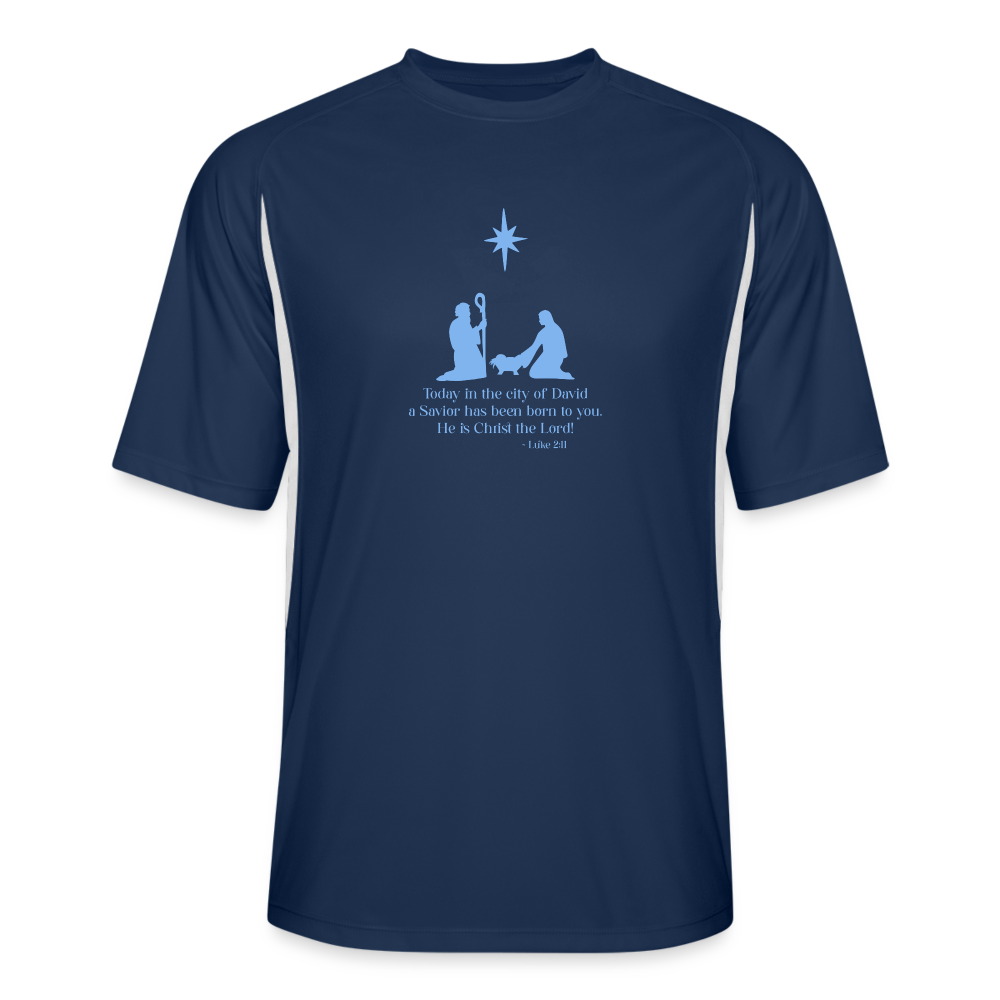 A Savior Has Been Born - Men’s Cooling Performance Jersey - navy/white