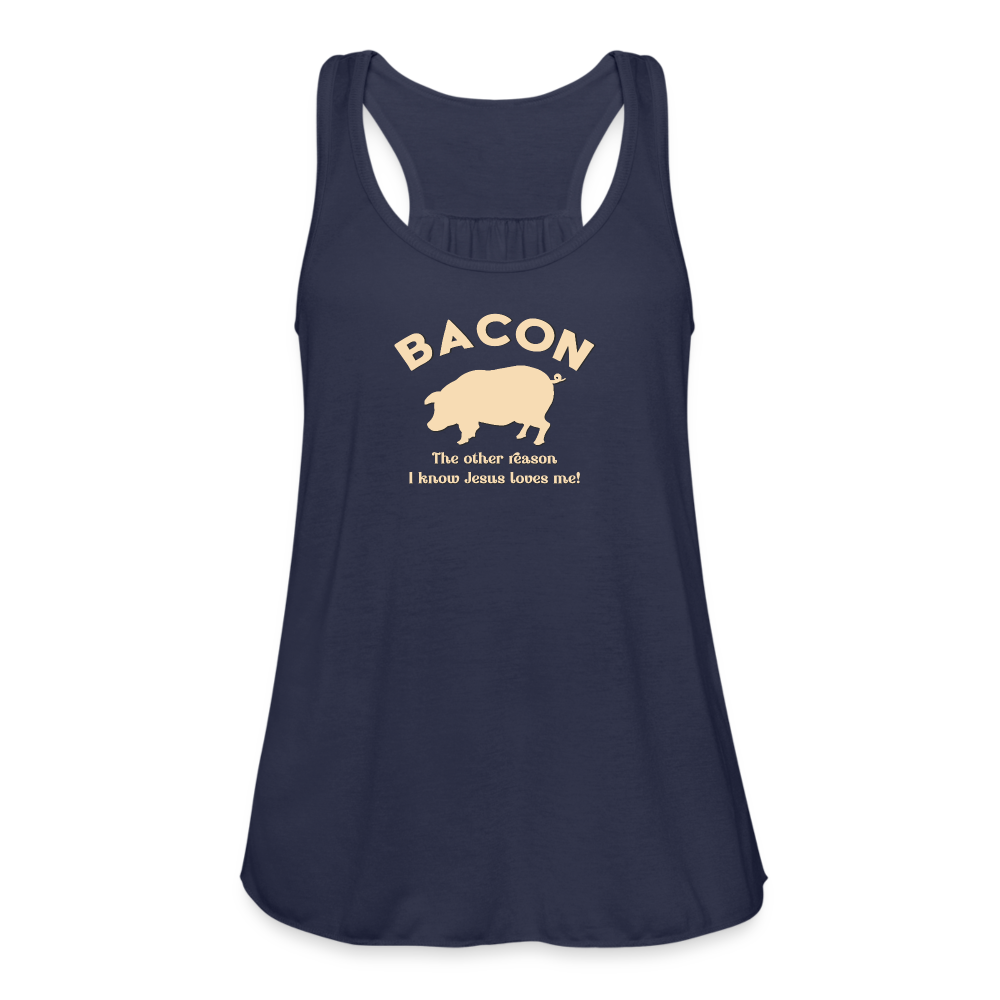 Bacon - Women's Flowy Tank Top by Bella - navy