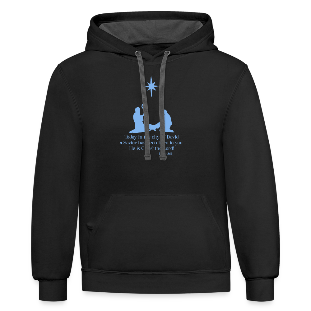 A Savior Has Been Born - Unisex Contrast Hoodie - black/asphalt