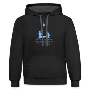 A Savior Has Been Born - Unisex Contrast Hoodie - black/asphalt