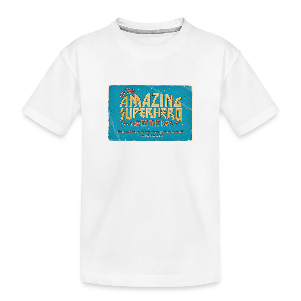 Amazing Superhero - Toddler Premium Organic T-Shirt - white